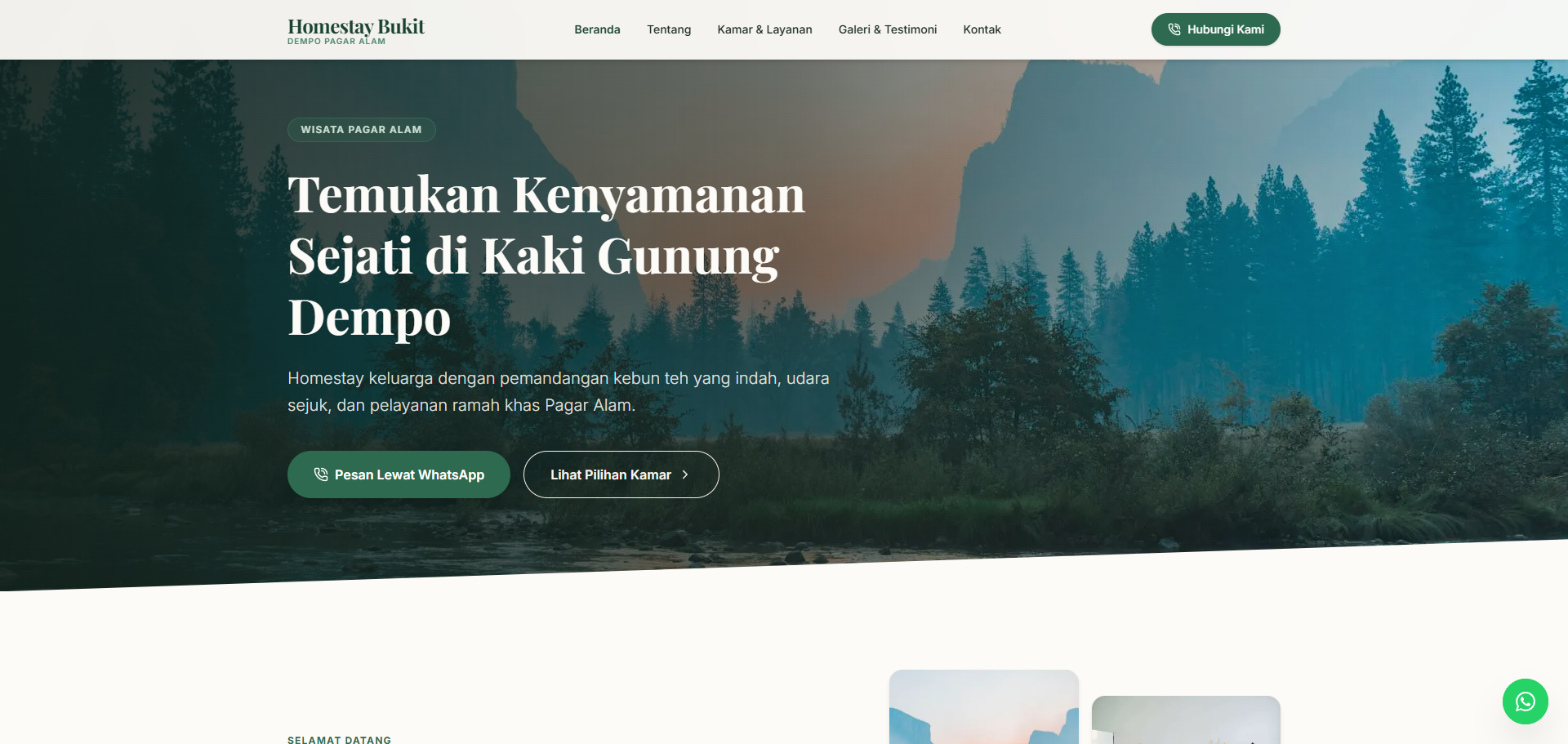 Gambar portfolio Homestay Website